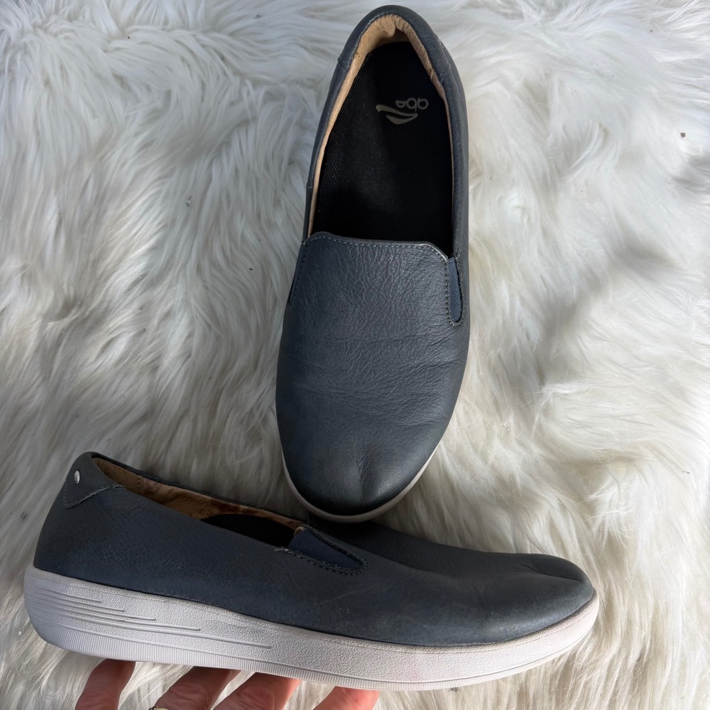 Abeo Darcy LDW1125 Womens 9 Navy Blue Leather Slip On Walking Sneakers Shoes
